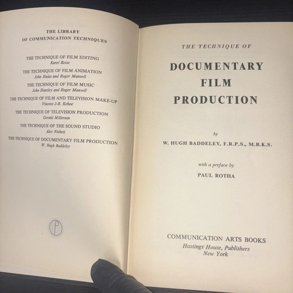 'The Technique of  Documentary  Film  Production' , W.Hugh Baddeley 1963